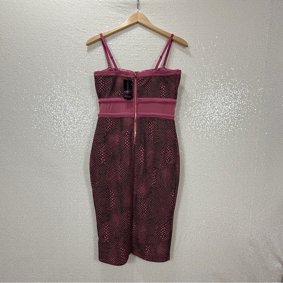 Material Girl Pink Black Snakeskin Print Bodycon Dress Women’s Size Large - Picture 2 of 14